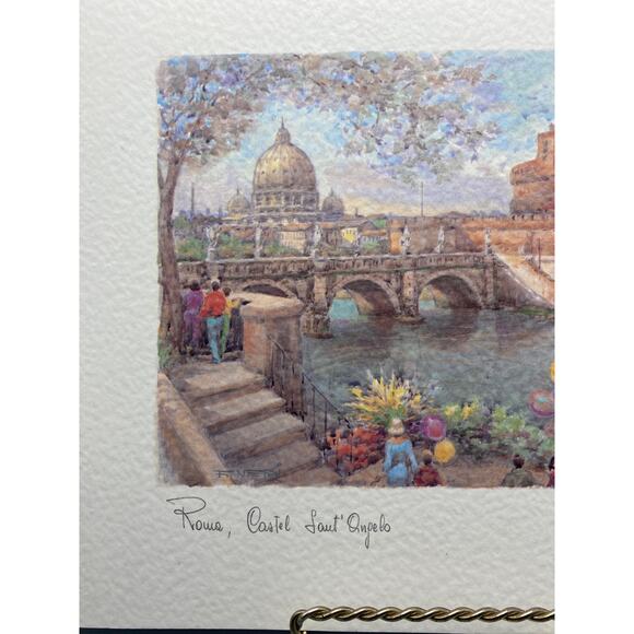 Artist‎ F Neri Rome Castel Sant’Angelo Litho Print Signed Unframed On Board - Picture 2 of 4